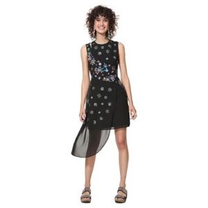 Desigual Short Vest Verso Sz 38 EUR 6 US Small Embroidered Beaded Cocktail Dress